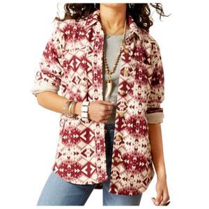 Ariat Womens Fillmore Southwestern Print Button Down Shirt Jacket large NEW